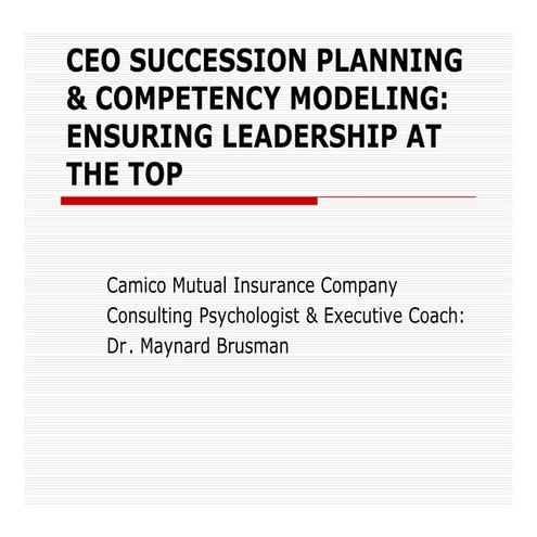 Succession Planning and Competency Modeling