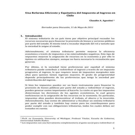 Una reforma eficiente y equitativa del impuesto al ingreso en Chile
