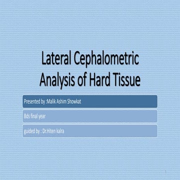 Lateral cephalometric analysis of hard tissues