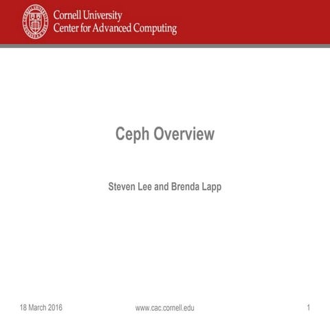 Comprehensive Overview of Ceph Storage Architecture and Features | PDF