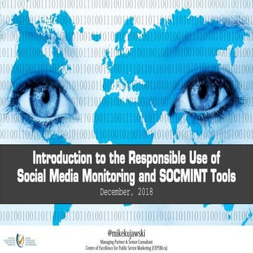 Introduction to the Responsible Use of Social Media Monitoring and SOCMINT Tools
