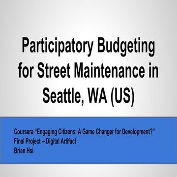 Participatory Budgeting in Seattle?