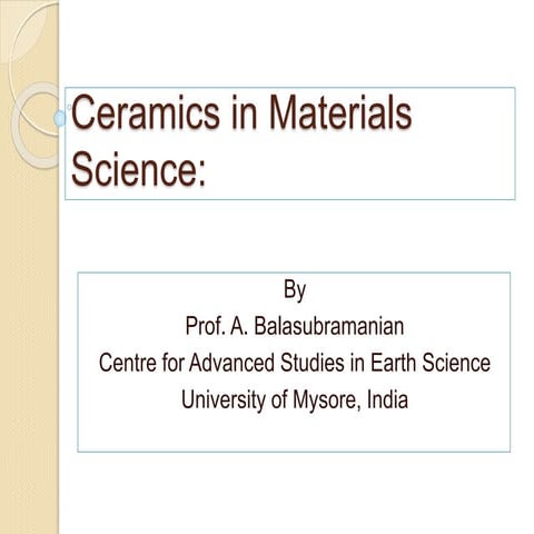 Ceramics in Materials Science
