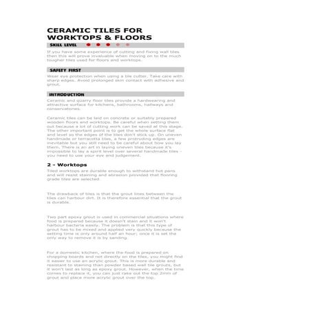 Ceramic tiles for worktops