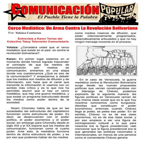 Cerco Mediático: Un Arma Contra La Revolución Bolivariana