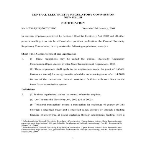 Cerc open access-in-inter-state-transmission-regulations-2008