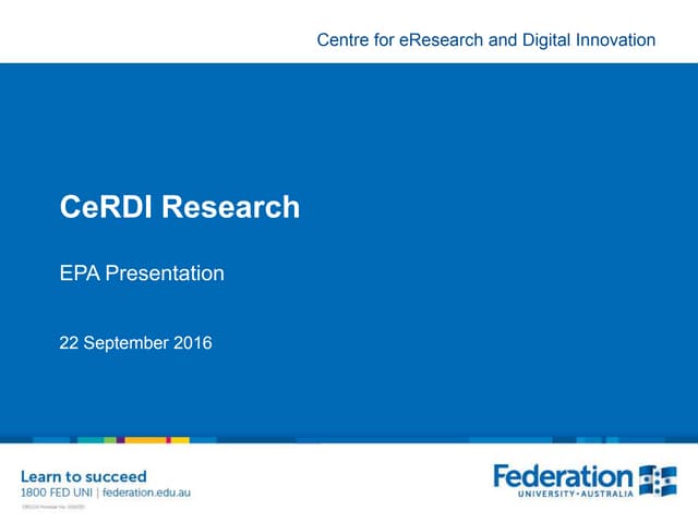CeRDI Research | EPA Victoria presentation 