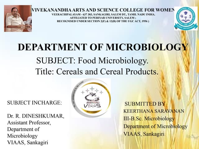 Cereals and Cereal Products (Source of Contamination and preservations).pptx