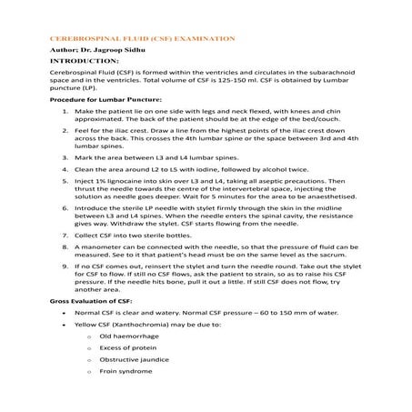 Comprehensive Guide to Cerebrospinal Fluid and Biological Fluid ...