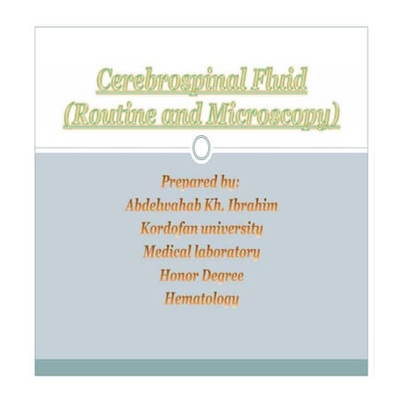 Cerebrospinal fluid  sample collection