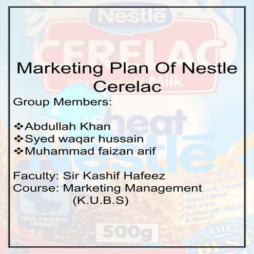 marketing plan of nestle cerelac