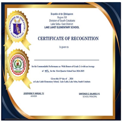 CERTIFICATE OF RECOGNITION DEPARTMENT OF EDUCATION