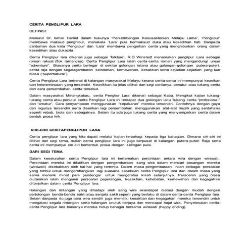 Cerita Penglipur Lara (SASTERA RAKYAT) 