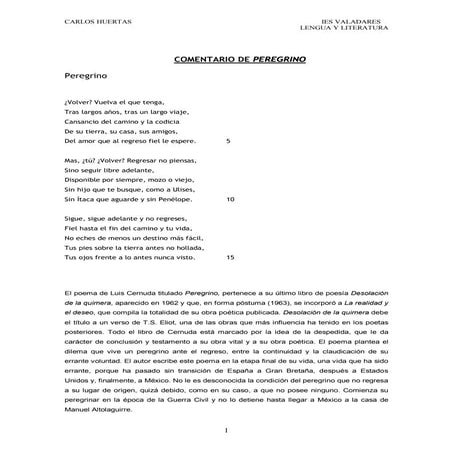 Cernuda peregrino-comentario