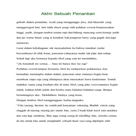 Cerpen akhir sebuah penantian