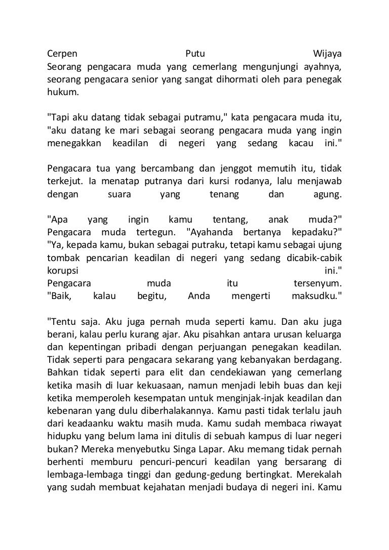 Naskah Monolog Singkat Karya Putu Wijaya Cerpen Pendidikan Moral - IMAGESEE