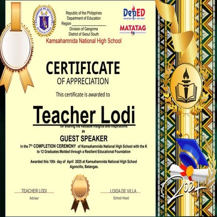 certificate for the Graduation Guest Speaker.pptx