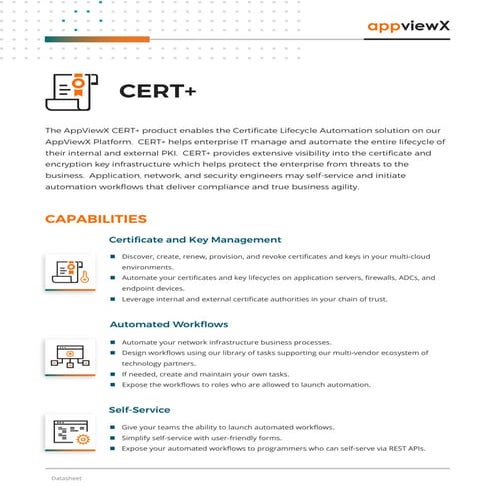 AppViewX CERT+ Brochure