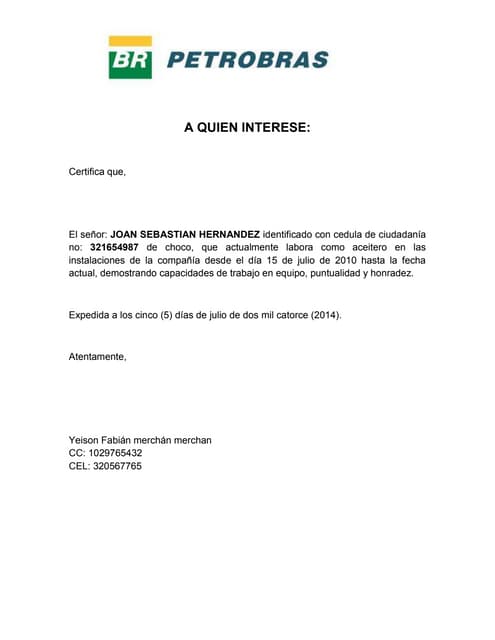 Certificacion laboral