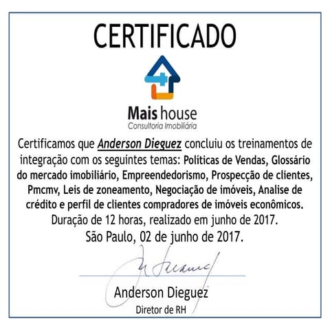 Certificado Maishouse