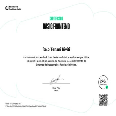 Basic front-end - Faculdade Descomplica SP