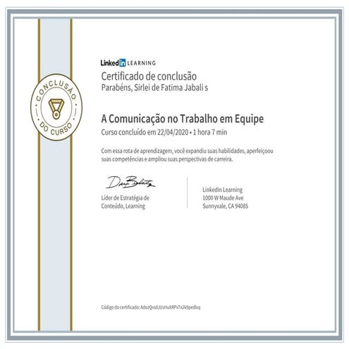 Certificado deconclusao a comunicacao no trabalho em equipe