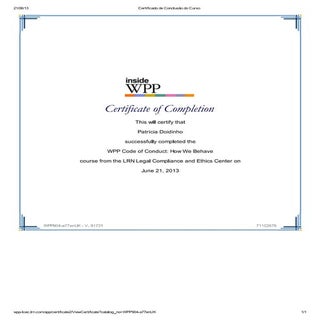 Certificado de conclusão do curso