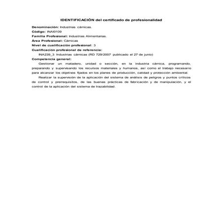 Certificado de profesionalidad en industrias cárnicas