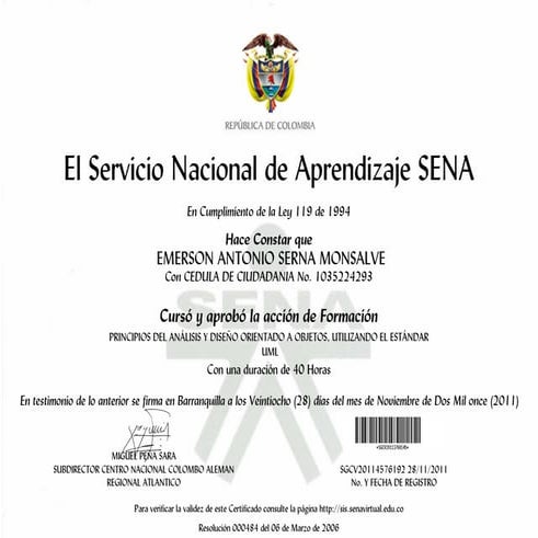 Certificado emerson serna monsalve  principios uml