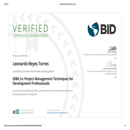 Project Management Techniques - Certificate | PDF