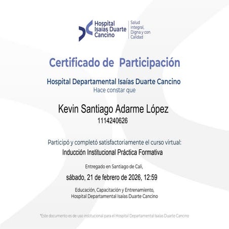 Inducción Institucional para Práctica Formativa por Kevin Santiago ...