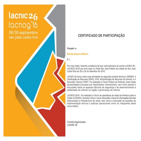 Certificado lacnic lacnog 2016