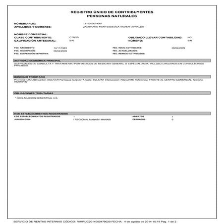 Certificado ruc | PDF