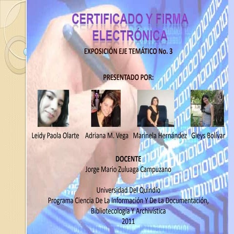 Certificado y firma electrónica Eje temático No. 3