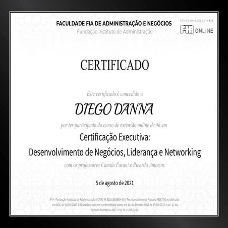 Certificação Executiva: Desenvolvimento de Negócios, Liderança e Networking