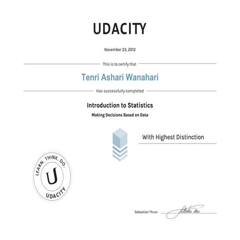 Udacity Certificate: Introduction of Statistics