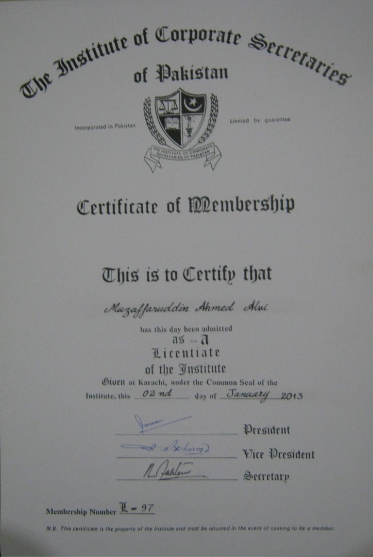 Certificate