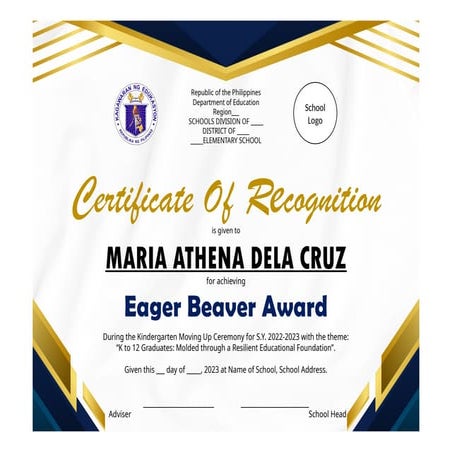 Certificate for Recognition / graduation