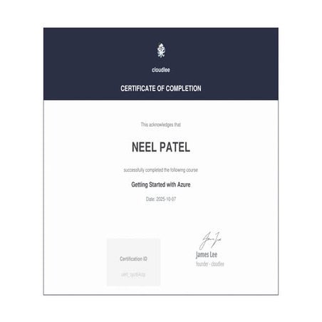 Certificate of Completion For Getting Started With Azure | PDF