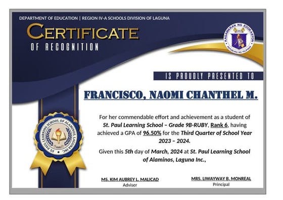 Certificate of Perfect in Attendance pptx Certificate of Perfect in Attendance pptx