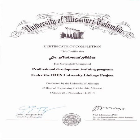 Certificate  - Dr. Mahmoud AL-Naimi
