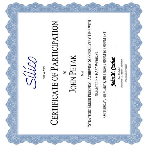 Certificate 20of 20 Participation 20 Silico 20 Petak 20 Fmea[1]