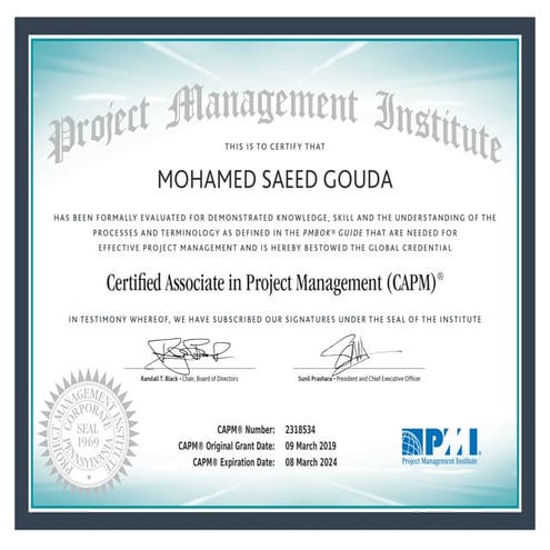 PMI Certificate 