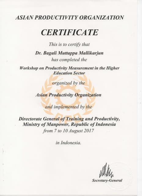 APO - NPC - Higher Education Workshop / MM Bagali / India / 2017