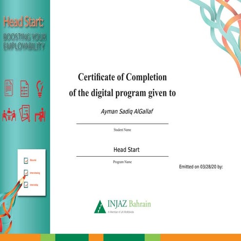 Certificate of Completion - HeadStart Program | PDF