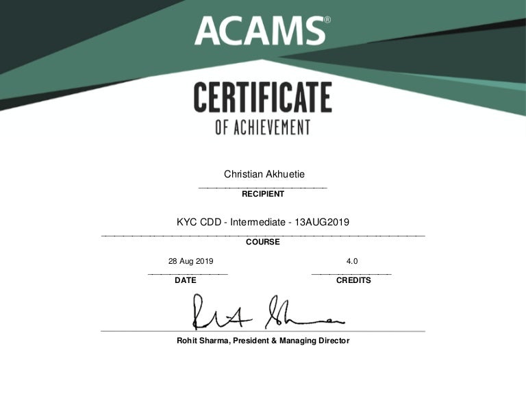 Certificate Christian Akhuetie Kyc Cdd Intermediate 13 Aug2019 1