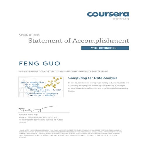 Certificate - Computing for Data Analysis