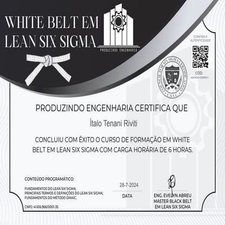 Certificate for Ítalo Tenani Riviti White Belt