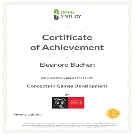 Certificate games design
