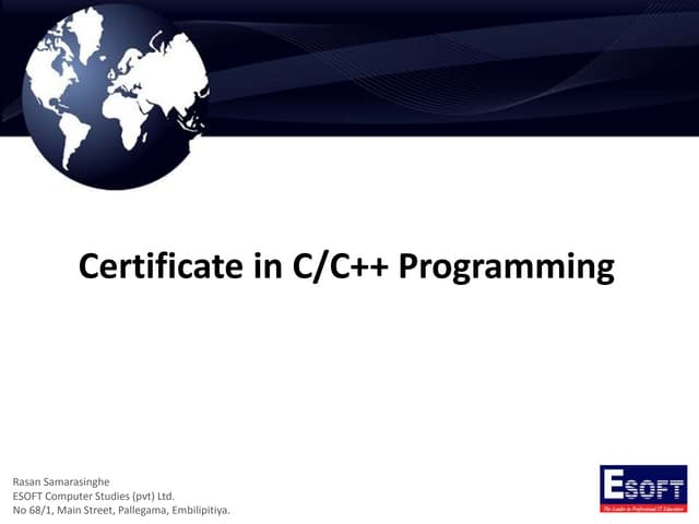 Esoft Metro Campus - Certificate in c / c++ programming